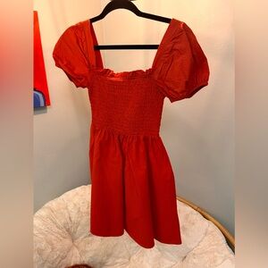 Puff sleeve smocked dress xs